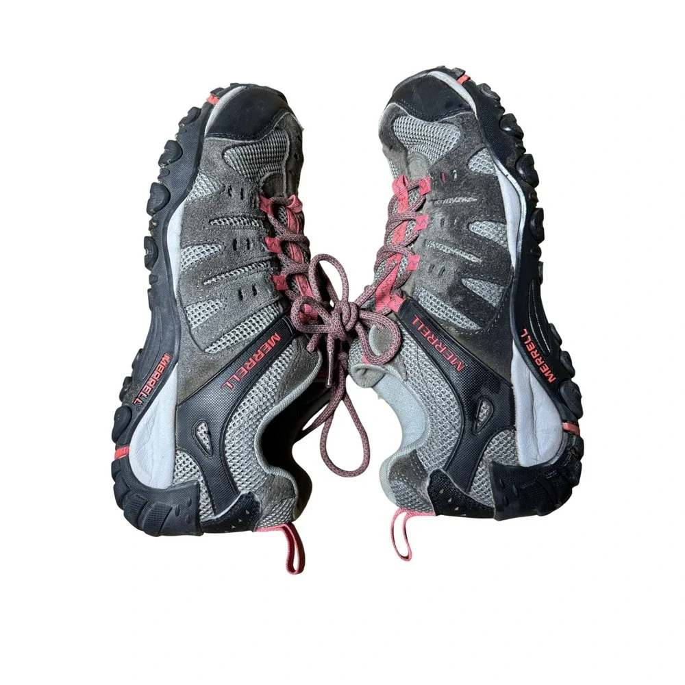 Merrell Hiking Shoes Women 8.5 Grey Strawberry Accentor Ventilator Low Suede